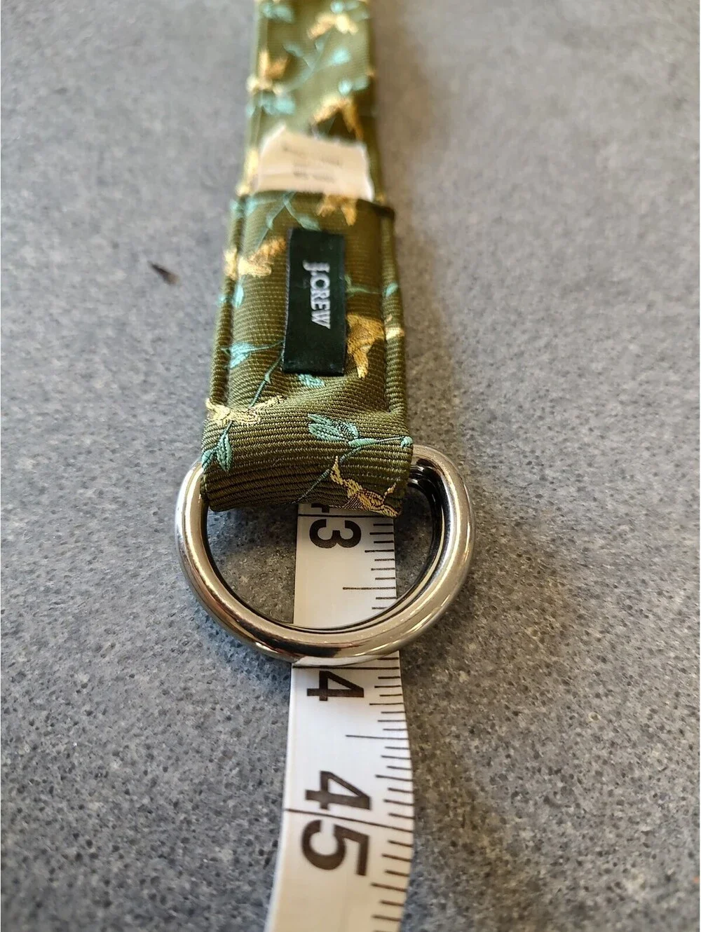 J.Crew Olive Green Floral Silk Belt S/M